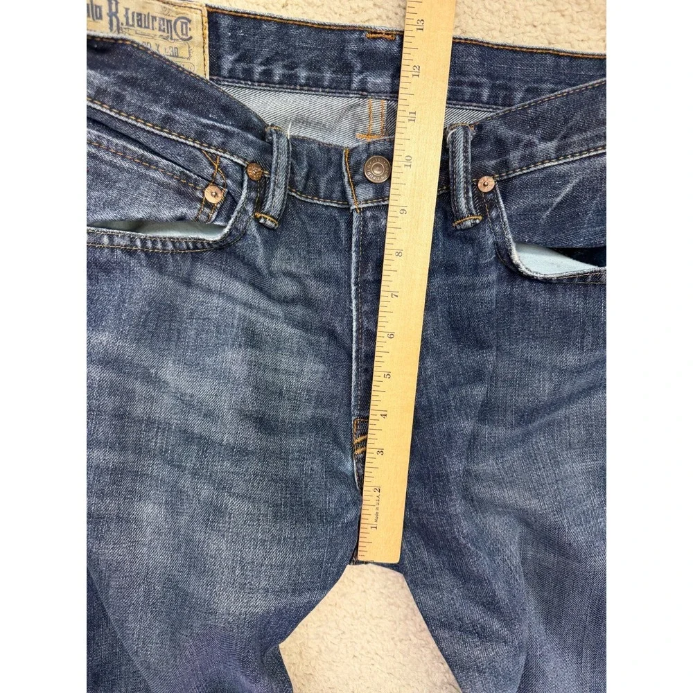 Polo Ralph Lauren Jeans Mens 32x30 Blue Distressed Wash Preppy Straight